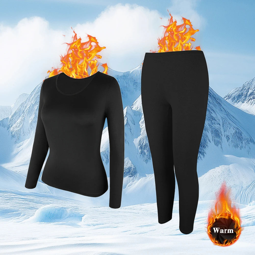 Women's Thermal Long Johns Set - Lined Top & Pants for Skiing