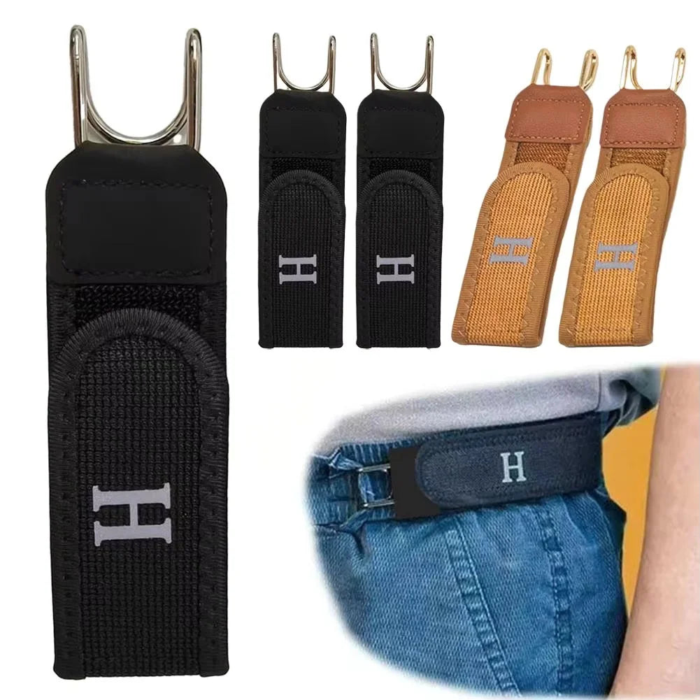 Buckleless Elastic Belt — 2-Pack Hidden Hook Waist Adjuster