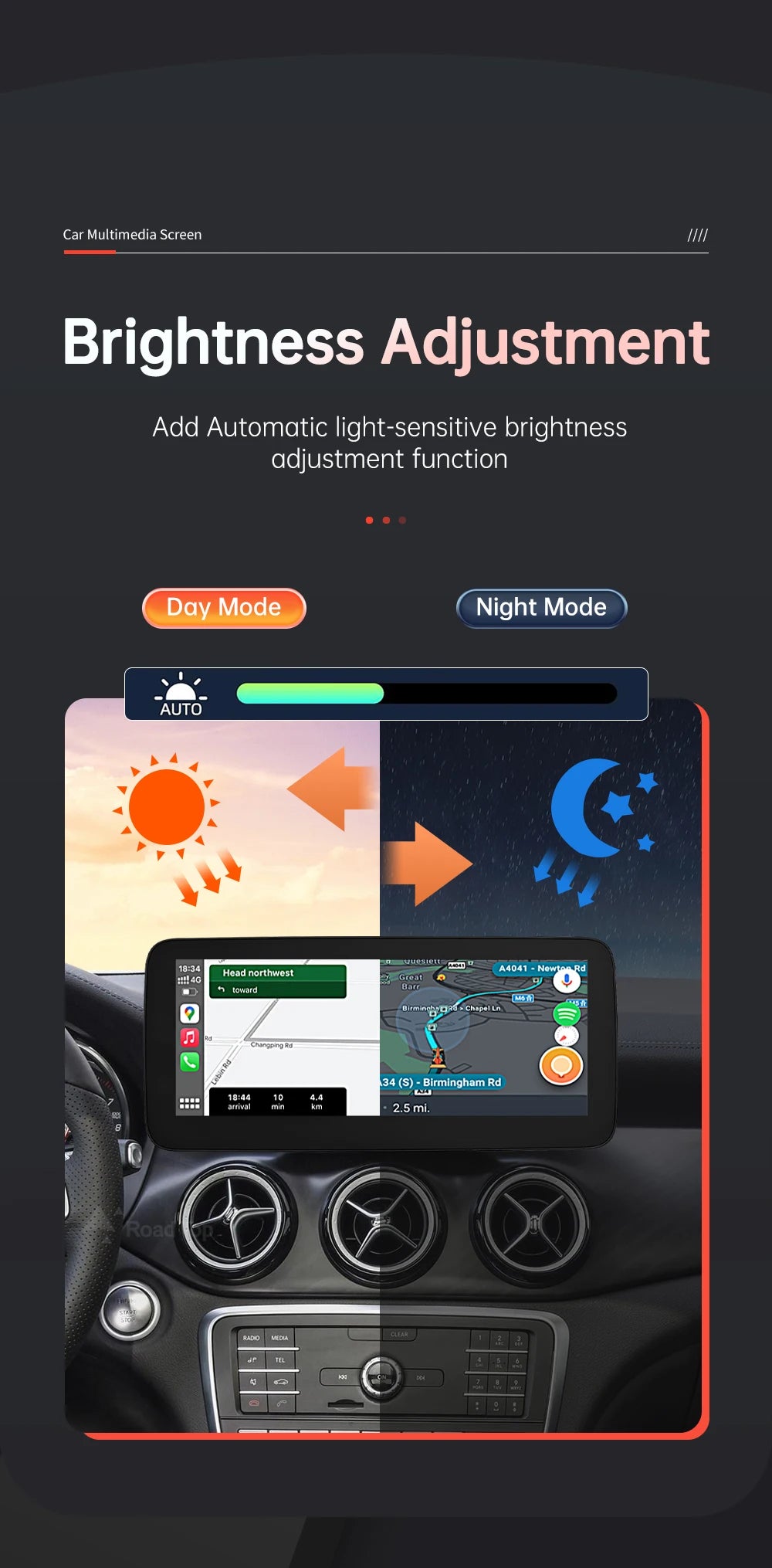 RoadTop Wireless CarPlay Android Auto Car Multimedia Display For Mercedes-Benz CLA GLA A Class W176 2026-2026 NTG5.0 TouchScreen