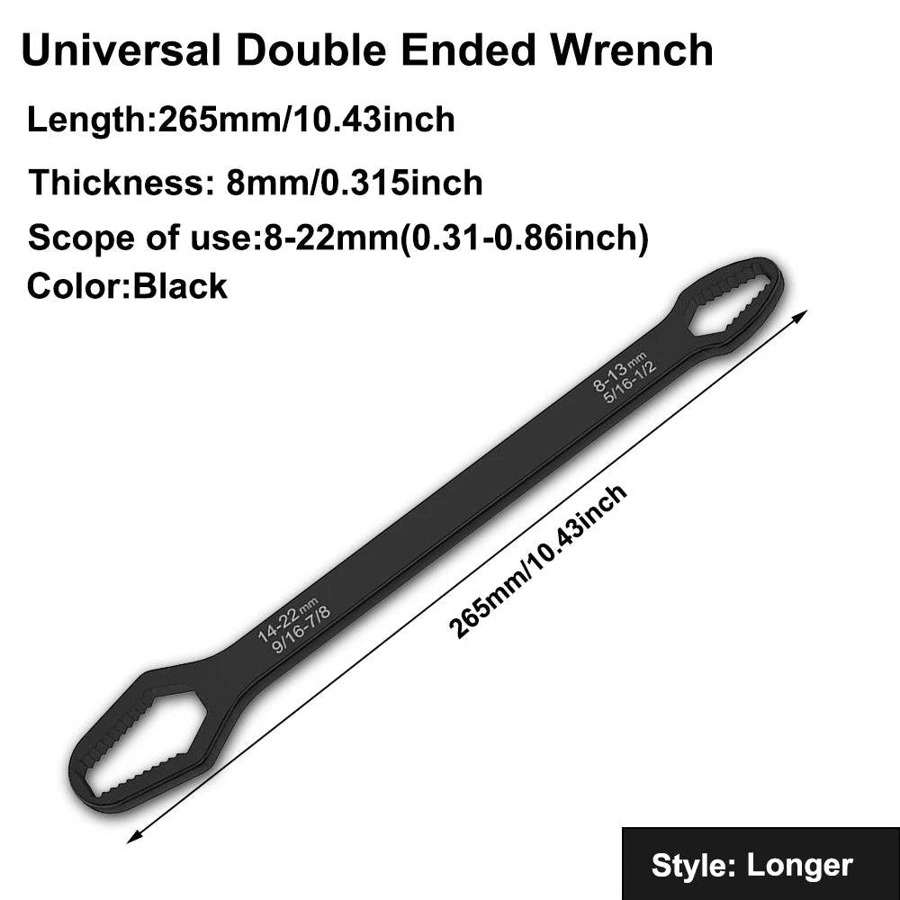 8-22mm 3-17mm Double End Universal Wrench  Multifunctional , Self-Tightening Wrench Repair Tools Double Ended Wrench