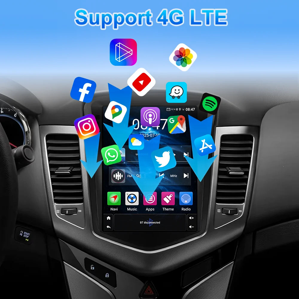 Car Stereo with Apple CarPlay & Android Auto, Compatible with Chevrolet Cruze J300