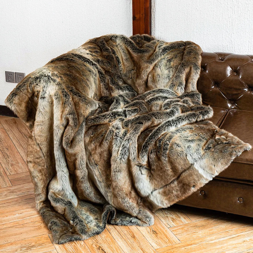 Faux Fur Throw Blanket, Fluffy Plush Sofa Throw
