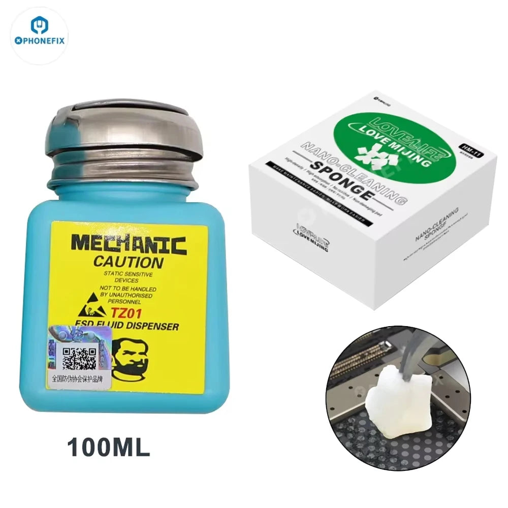 MECHANIC Alcohol Bottle 180ML Plastic Liquid Container for iPhone Repair Motherboard Cleaning ESD Fluid Dispenser Mechanic Tools