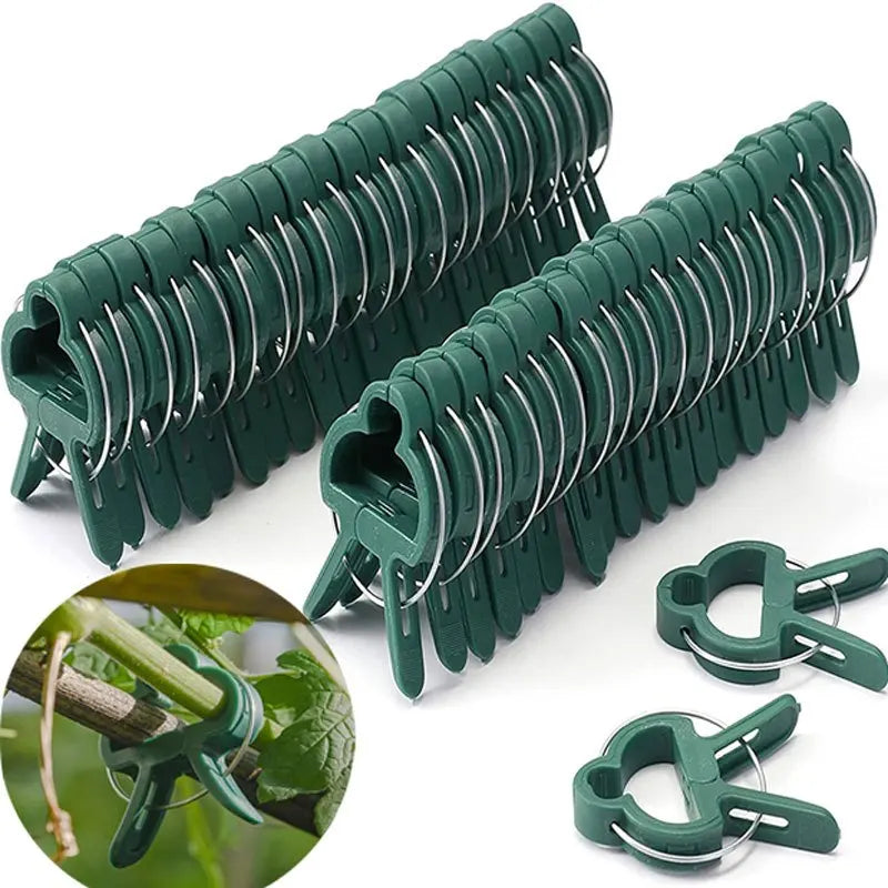 Reusable garden plant support clips for climbing vines and stems
