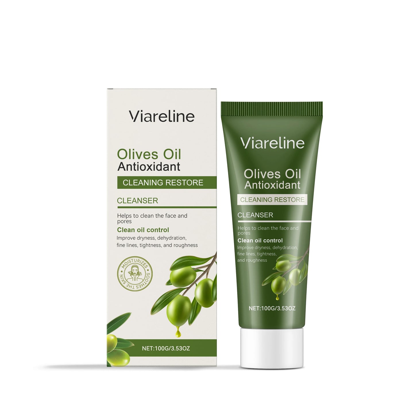 Olive Oil Facial Skincare Set, Hydrating & Soothing Dry Skin Care, Elasticity Boosting Treatment, Complete Routine