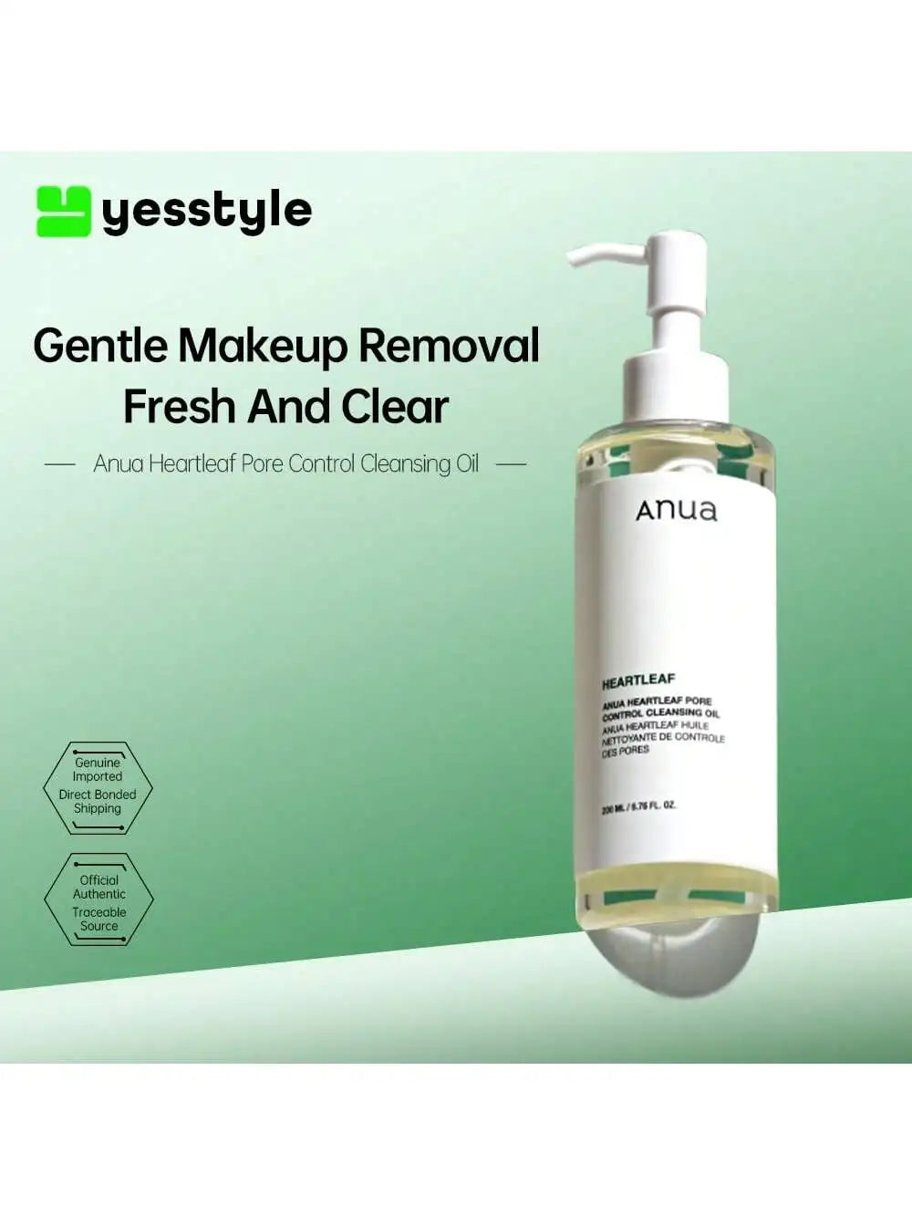 Anua Heartleaf Pore Control Cleansing Oil, Oil Cleanser for Face, Makeup Blackhead Remover, Korean Skin Care 6.76 fl oz(200ml)