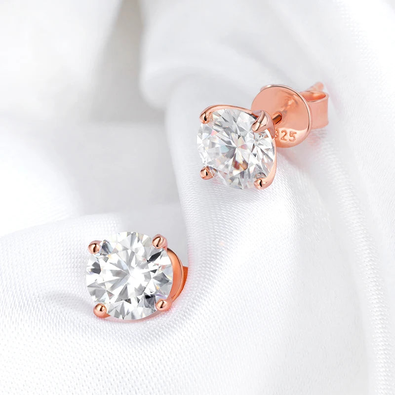 Smyoue 0.2-3CT Moissanite Stud Earrings for Women - 925 Silver, Rose Gold