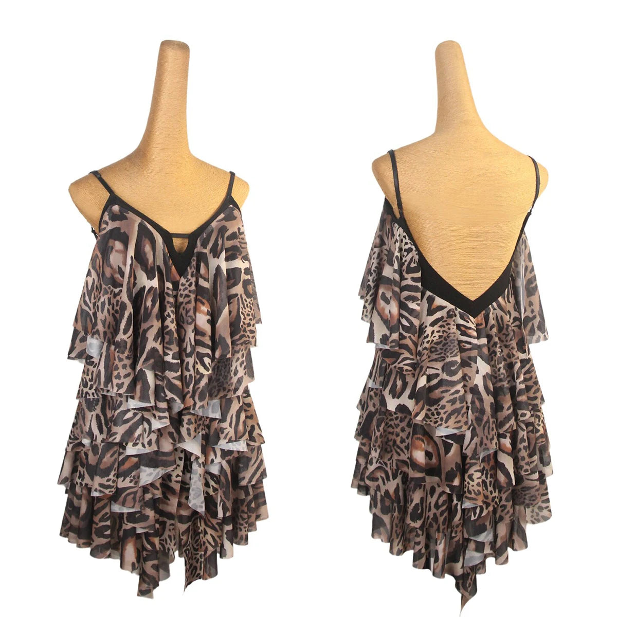 Women's pleated sloping-shoulder Latin dress