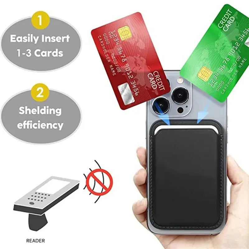 MagSafe Magnetic Wallet Card Holder – Leather Case for iPhone 17, 16, 15, 14, 13, 12 & Samsung