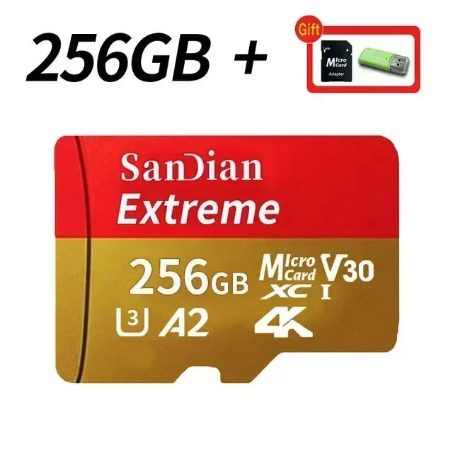 High Speed Micro TF SD Card 128GB 256GB Class10 U3 V30 Up to 100MB/s for Camera Drone Driving Recorder Waterproof Memory Card