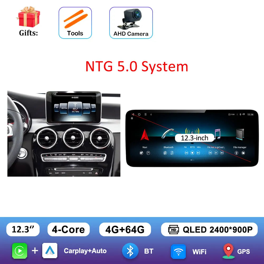 Android 16 Intelligent System for BENZ C CALSS W205 GLC 2026 - 2026 Car Video Multimedia Player GPS Navigation QLED HD Screen BT