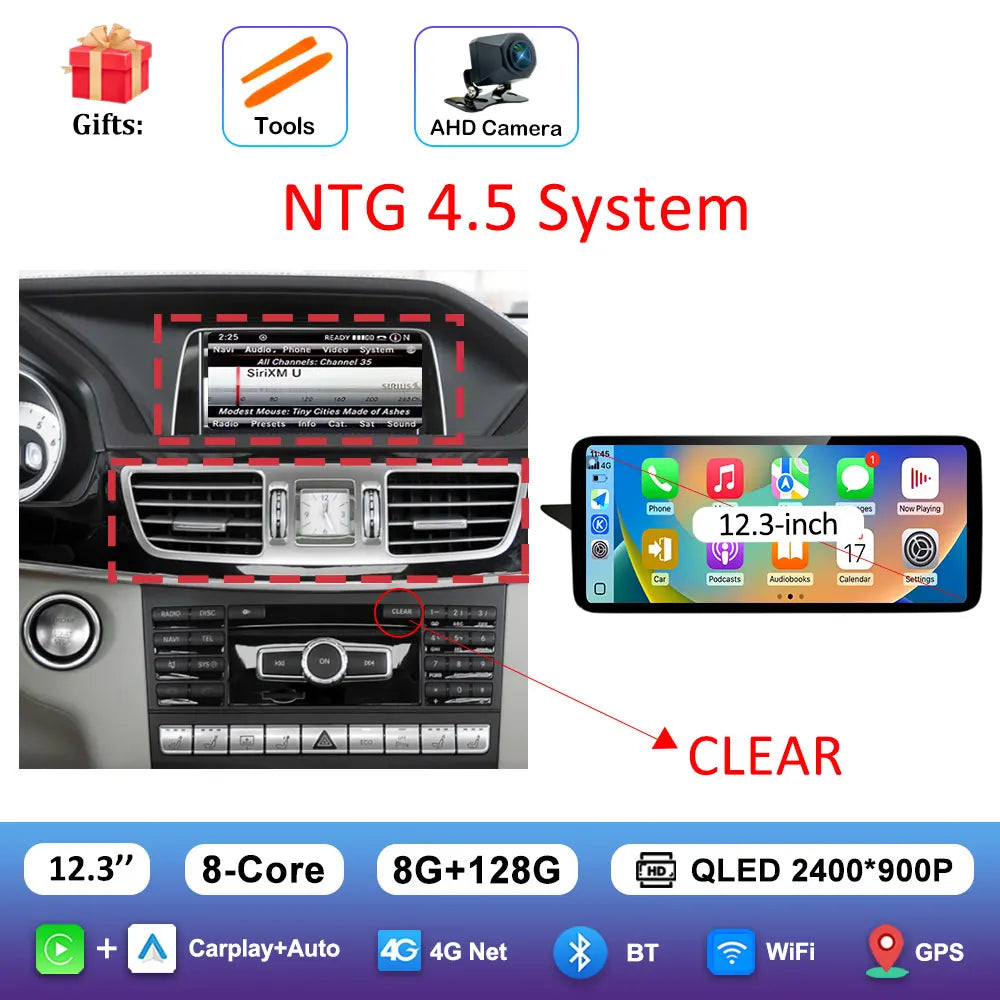 Android Car Stereo for Mercedes-Benz E-Class W212 (2009–2016) — CarPlay, QLED Screen, 4G, GPS