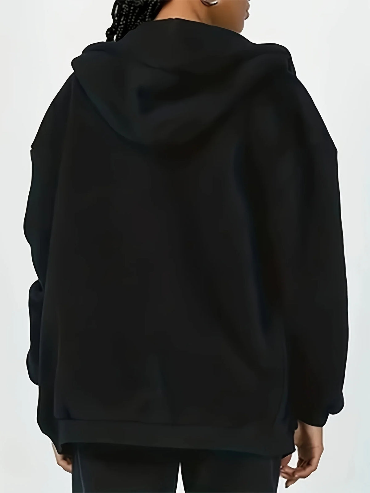 Women's Brown Zip-Up Hoodie - Drop Shoulder Relaxed Fleece Sweatshirt - photo 3