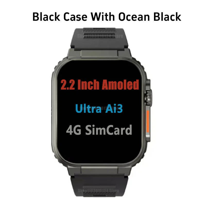 Microwear Ultra Ai3 Smartwatch 5G 180° Rotating Camera Google Play GPS WIFI 2.2inch Amoled HD Display 4G Calling Smartwatch Men
