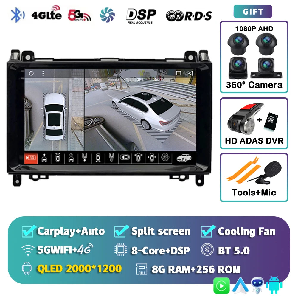 Android 16 For Benz Sprinter Volkswagen Crafter 2006 - 2016 2K QLED Android Car Radio Multimedia Video Player GPS stereo CarPlay
