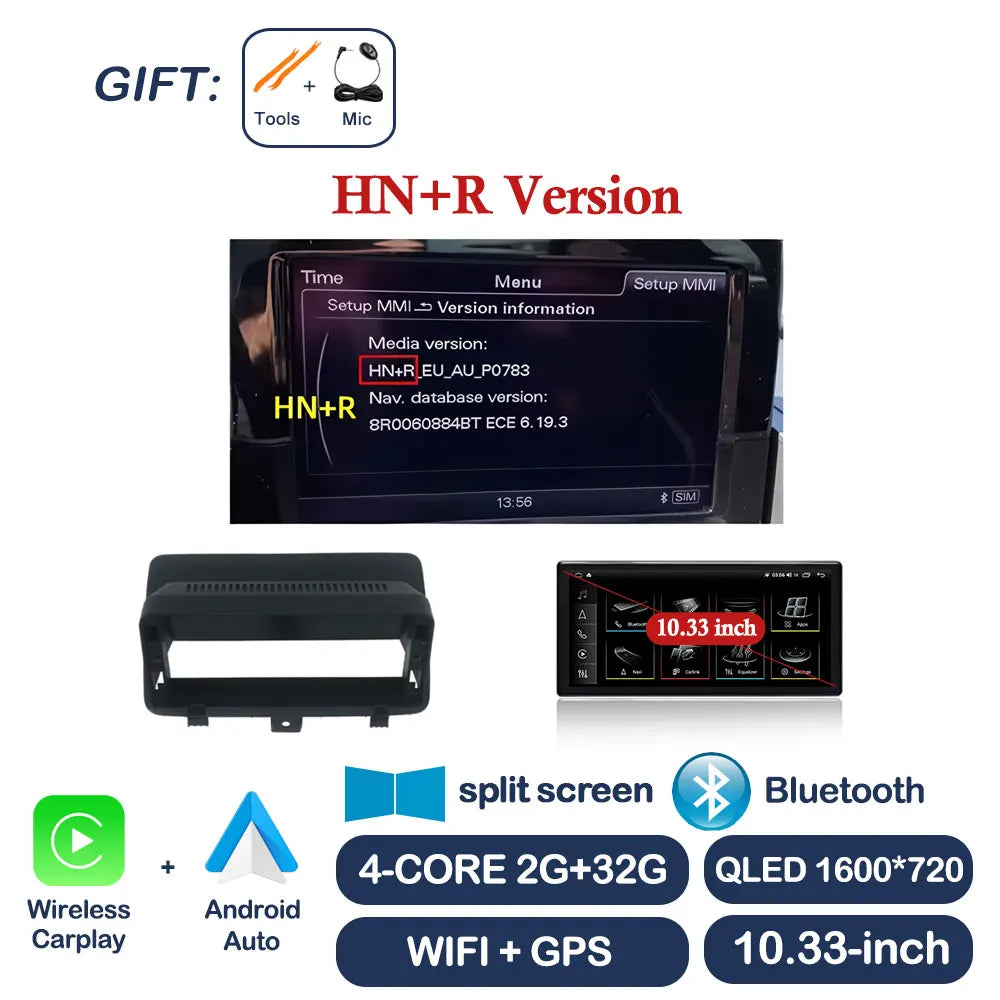 Car Stereo with Apple CarPlay & Android Auto, Compatible with Audi Q3 (2013-2018)