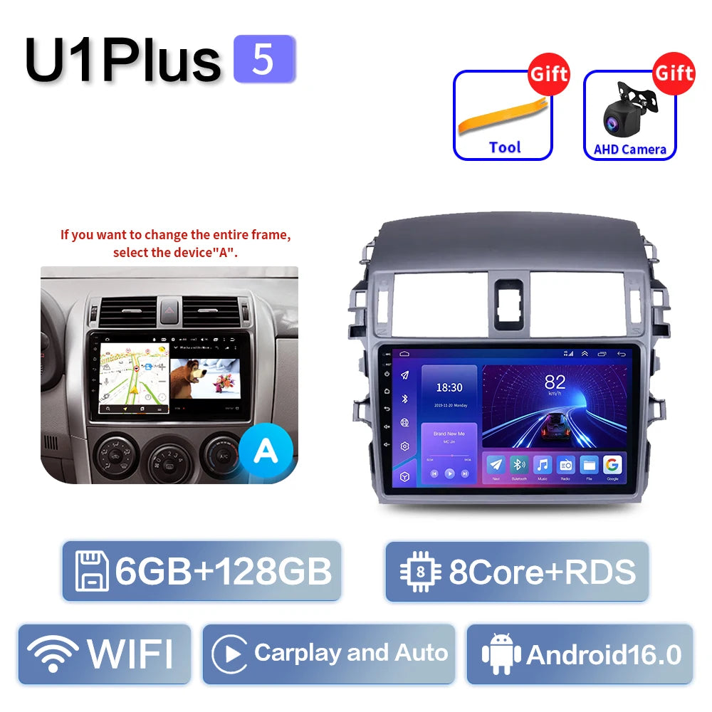 Android Car Stereo for Toyota Corolla E140/E150 (2006–2013) — CarPlay, Android Auto, DSP, 4G, Subwoofer Output