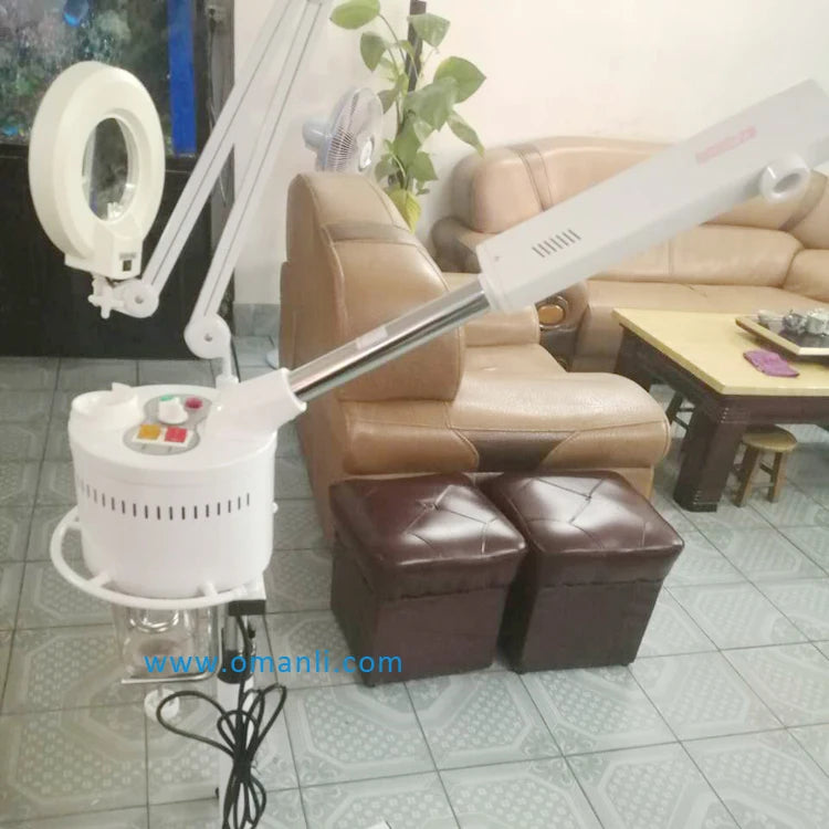 Salon Use Facial Steamer with Magnifying Lamp Glass 2 in 1