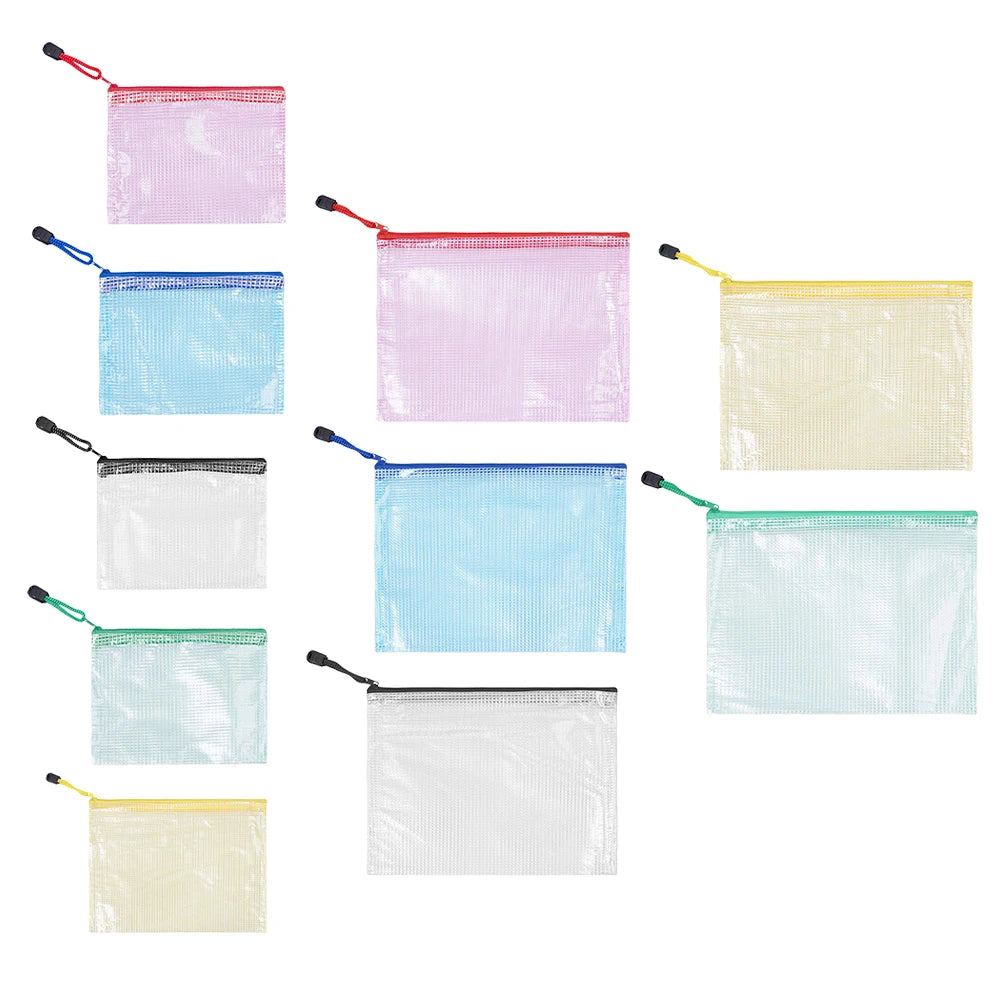 10Pcs Document Bag A5 A6 Plastic Zip File Folders Waterproof Document Organizer for  Office Supplies Travel Storage Bags