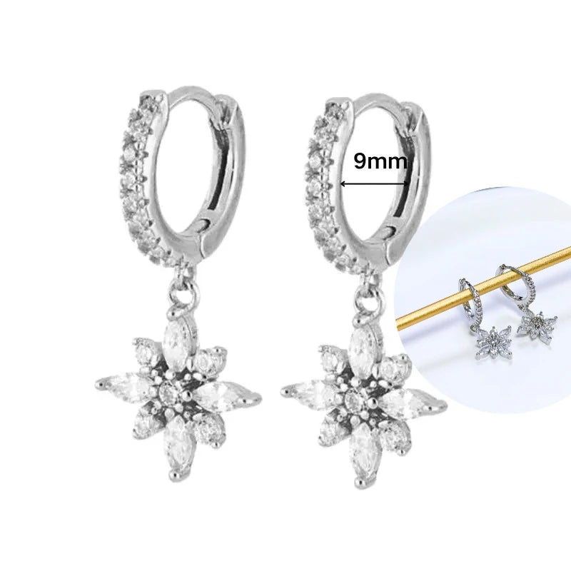 925 Sterling Silver Tassel Hoop Earrings for Women - White Zircon
