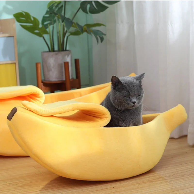 Banana Cat Bed House Funny Cute Cozy Cat Mat Beds Warm Durable Portable Pet Basket Kennel Dog Cushion Cat Pet Supplies ﻿