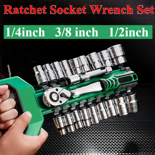 1/4 3/8 1/2 Inch Ratchet Socket Wrench Set 72Drive Motorcycle Car Repair Hand Tools Spanner Sleeves Head Auto Repairing Kit