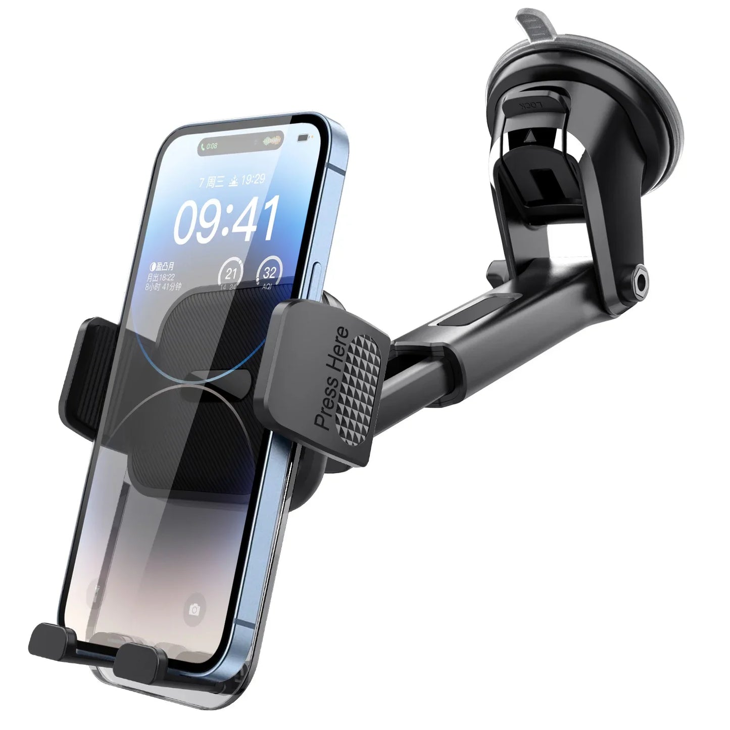 Car Cell Phone Holder Cellphone Mount for Dashboard Windshield Auto Dash Mobile iPhone Stand Support Clip Fit 4.7-7" Smartphone