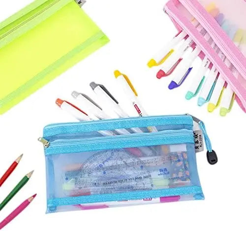 1/3PCS Transparent Zipper Pencil Case Mesh A6 Bills Storage Bag Clear Nylon Makeup Pouch Portable Examination Stationery Bag