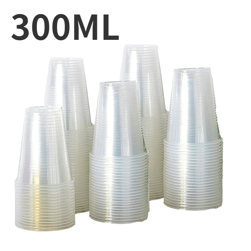 50/100PCS Disposable Clear Plastic Cup Outdoor Picnic Plastic Cup Drinking Cup for Parties Birthdays Weddings Camping Utensils