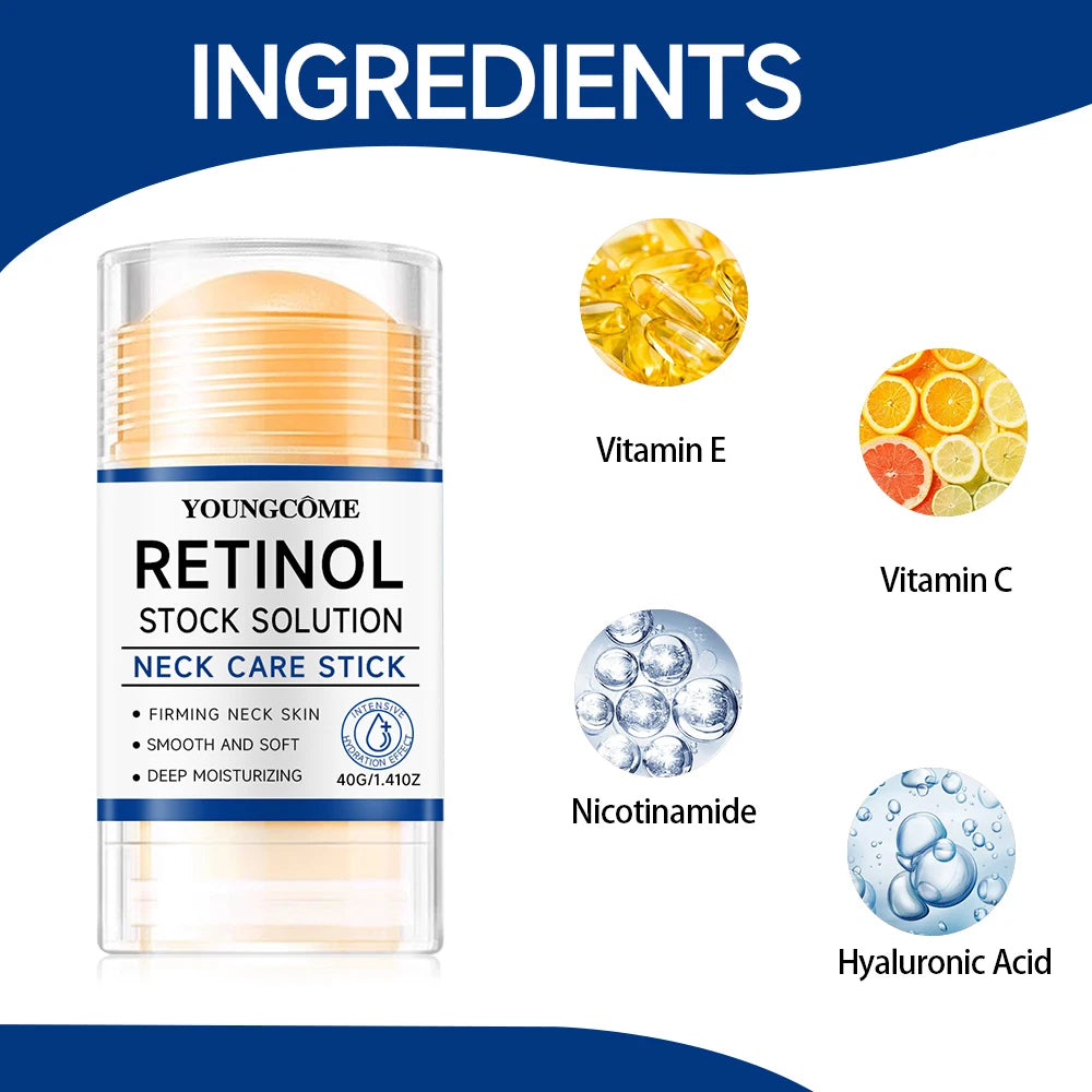 YOUNGCOME Retinol & Collagen Neck Firming Stick 40g – Anti-Aging, Wrinkle Reduction, Dark Spot Correction & Tightening | CPNP Certified | 1, 2 & 4 Pcs