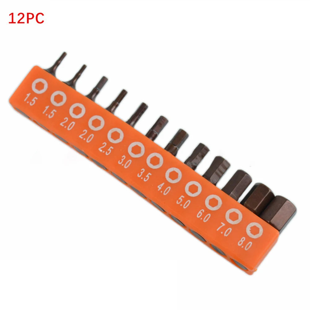 12/24pc Hex Screwdriver Bit Set — Magnetic 25mm 1/4" Alloy Steel Driver Bits