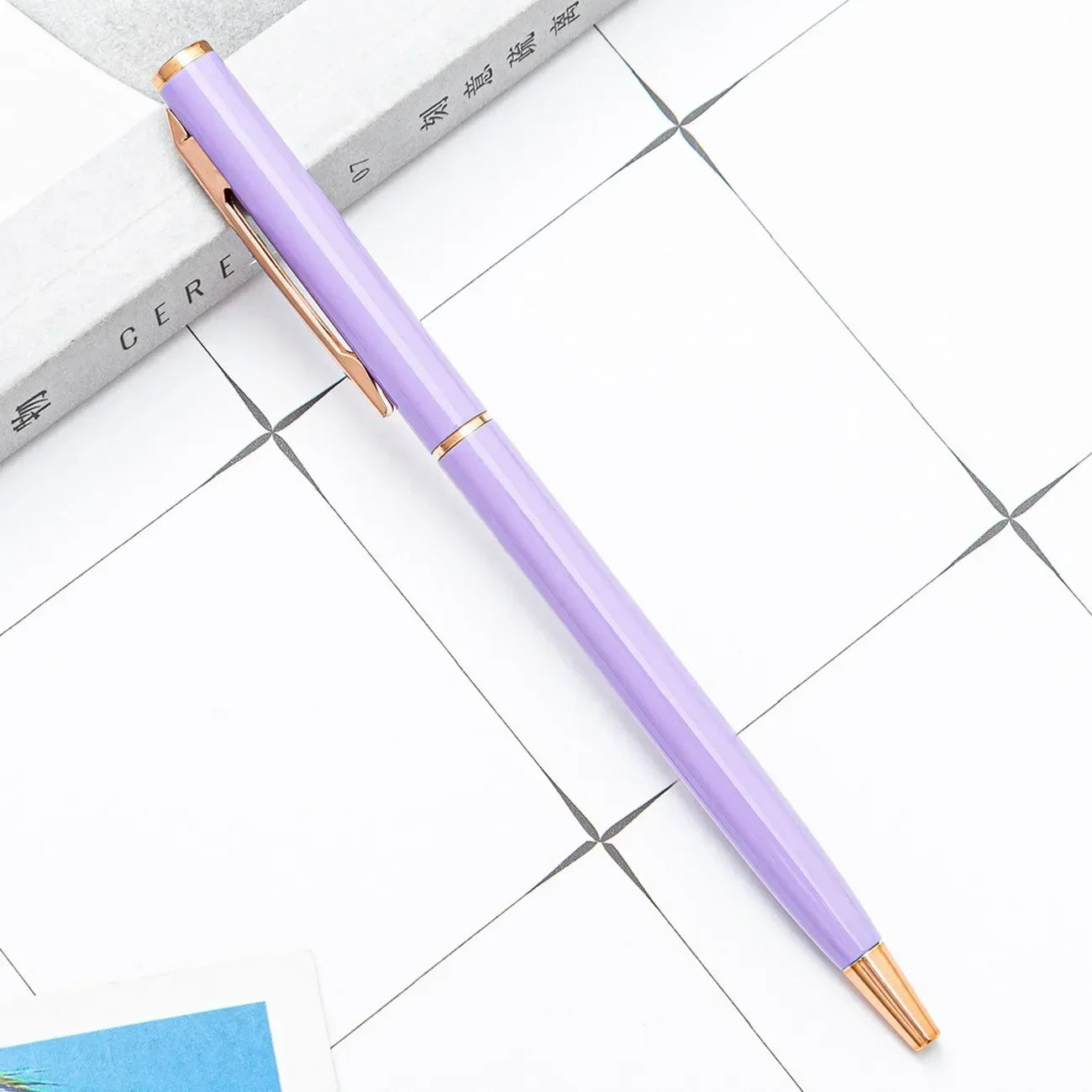 20-200 Pens New Slim Metal Ballpoint Pens Rose Gold Custom Logo Advertising Lettering Engraved Name School Office Supplies Gifts