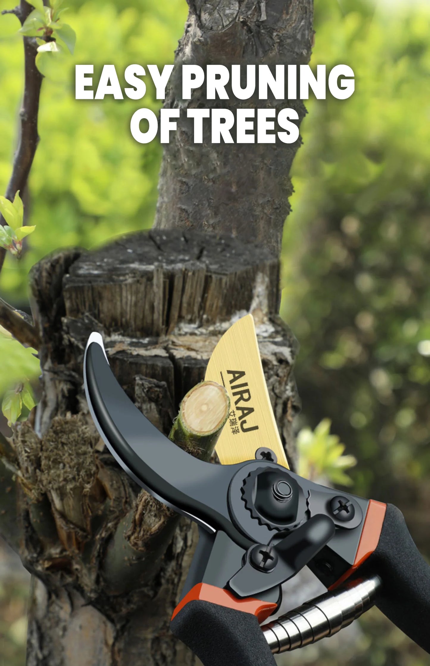 AIRAJ 8.5" Pruner Shears SK5 Blade – Bypass Pruning Scissors for Bonsai, Fruit Trees & Flowers