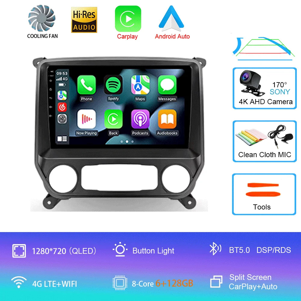 2K Android Car Stereo with CarPlay & Android Auto — Chevrolet Silverado (2014–2018)