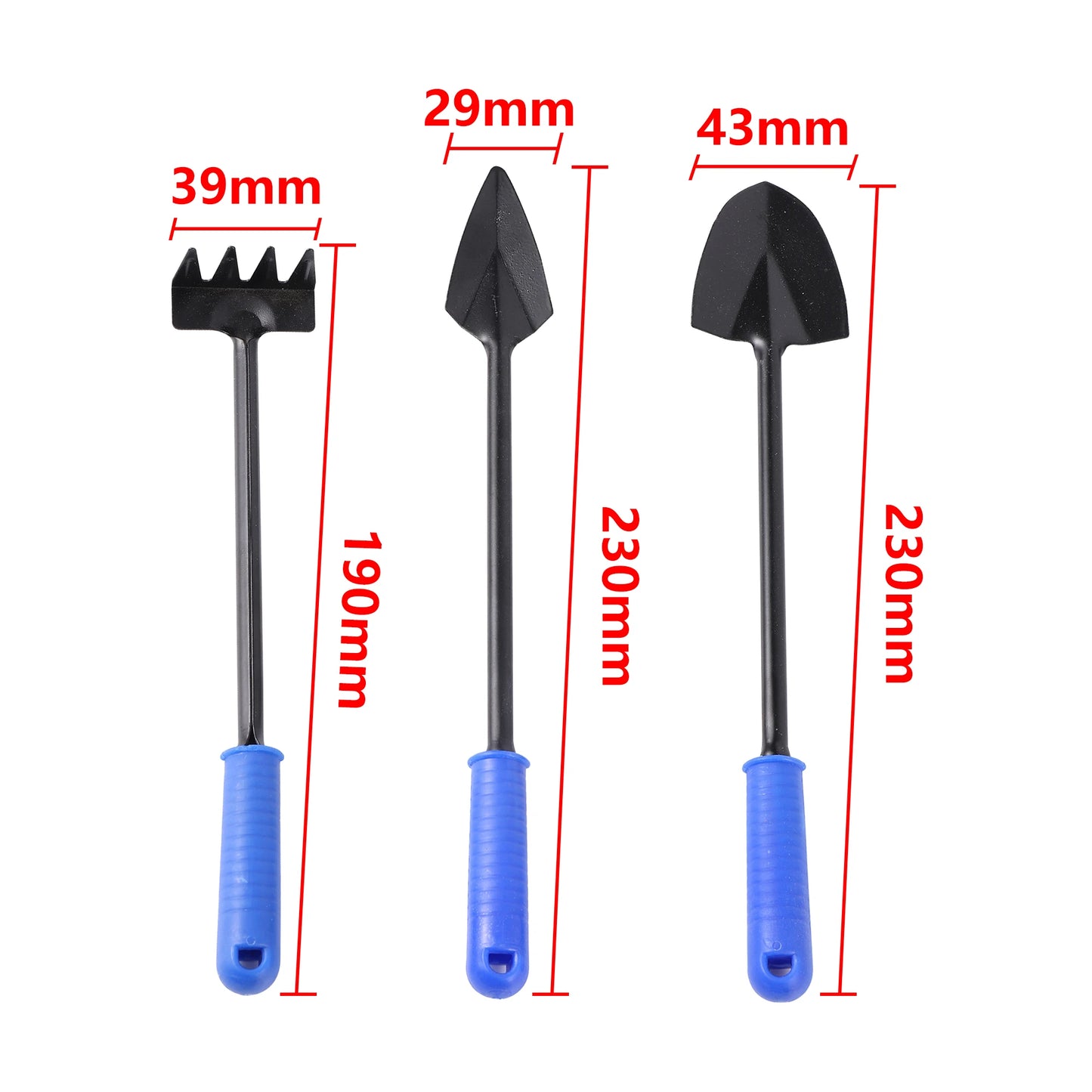 3-Piece Mini Garden Tool Set – Shovel, Rake & Spade for Potted Plants, Weeding & Fertilizing