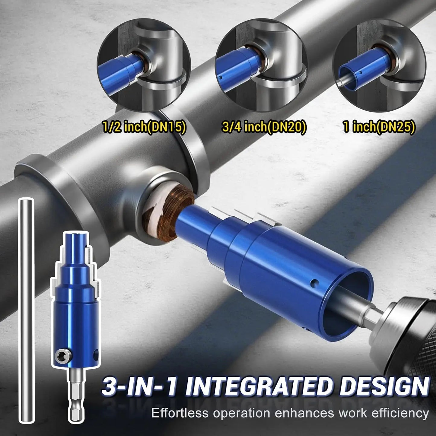 Broken Pipe Extractor Tool for 1/2" 3/4" 1" Pipes - Internal Pipe Wrench for Electric Drill | Quickly Removes Rusted/Damaged