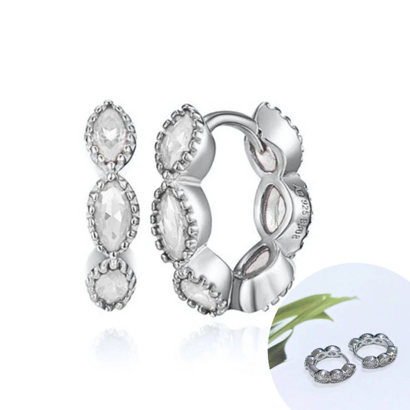 925 Sterling Silver Tassel Hoop Earrings for Women - White Zircon