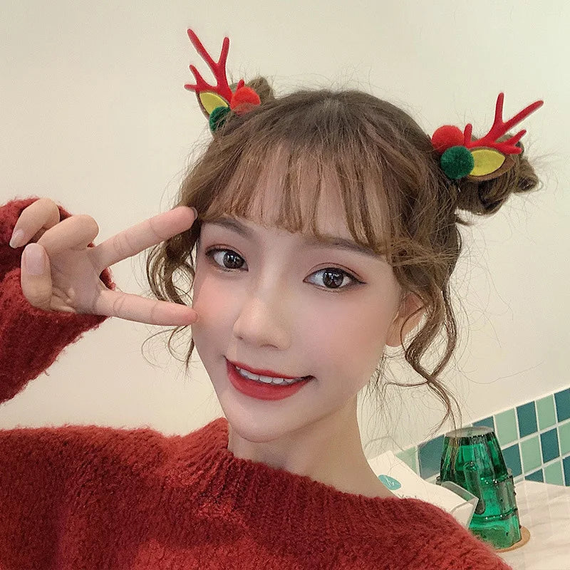 2026 Christmas Hair Clips Kawaii Christmas Headbands Hair Accessories Deer Ear Hairpin for Girl Photograph Prop Xmas Party Decor