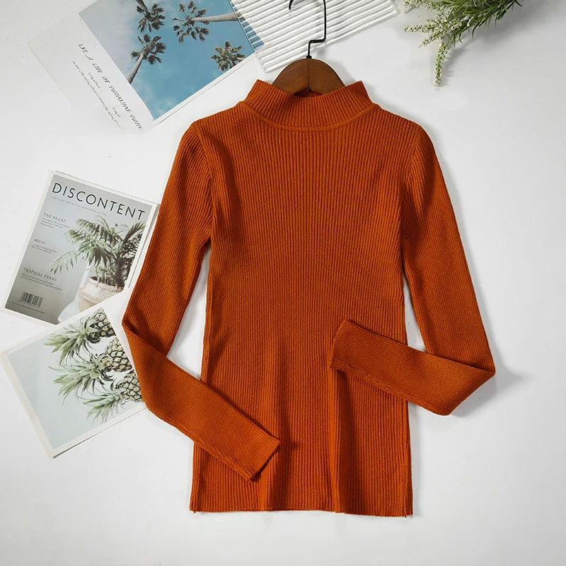 Women's Soft Turtleneck Sweater — Cotton Blend Knit