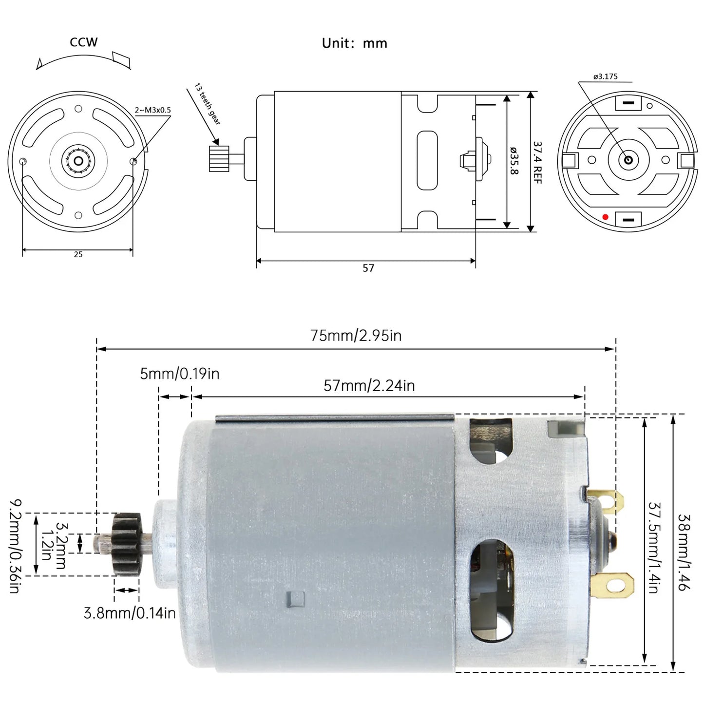 RS550 DC Motor 13 Teeth 10.8V Micro Brush Motor Fit for BOSCH GSR10.8-2-LI / GSR10.8V / Electric Drill