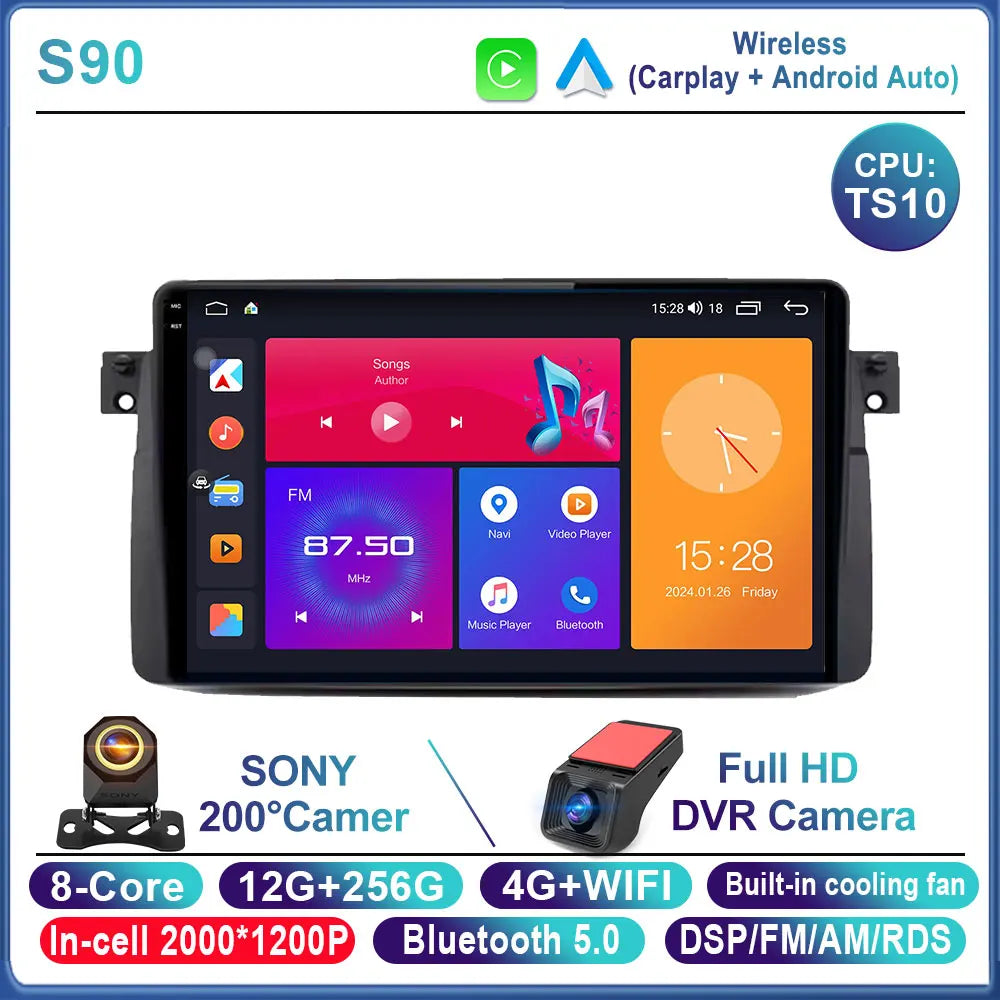Android 16 Car Radio For BMW E46 M3 X5 1998-2006 Multimedia Video Player GPS 4G Carplay Auto Stereo RDS DSP DVD Head Unit WIFI