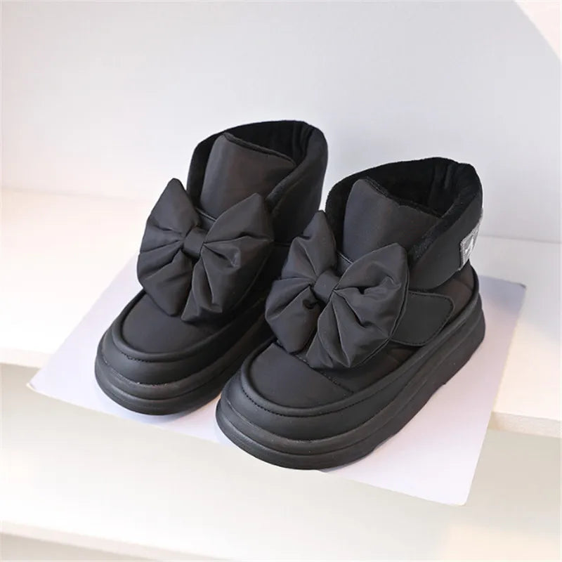 Girls' Plush Lined Snow Boots with Bow - Kids Winter Boots - photo 4