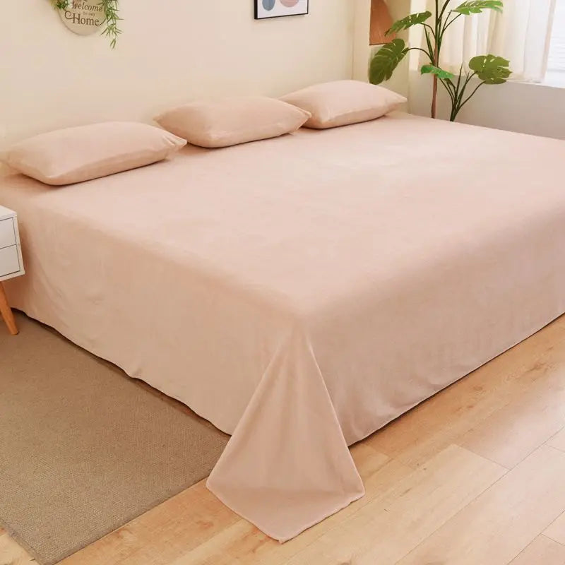 Winter Warm Thick Plush Velvet Flat Sheet Solid Color Large Size Soft Flannel Bed Sheet 350x245cm Not Including Pillowcase