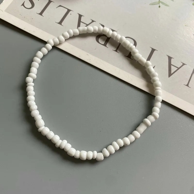 Anklet for Women Colorful Fashion Girl Tiny Seed Beads Foot Bracelet Yellow Pink Blue Color Summer Bohemian Anklet Gift Jewelry