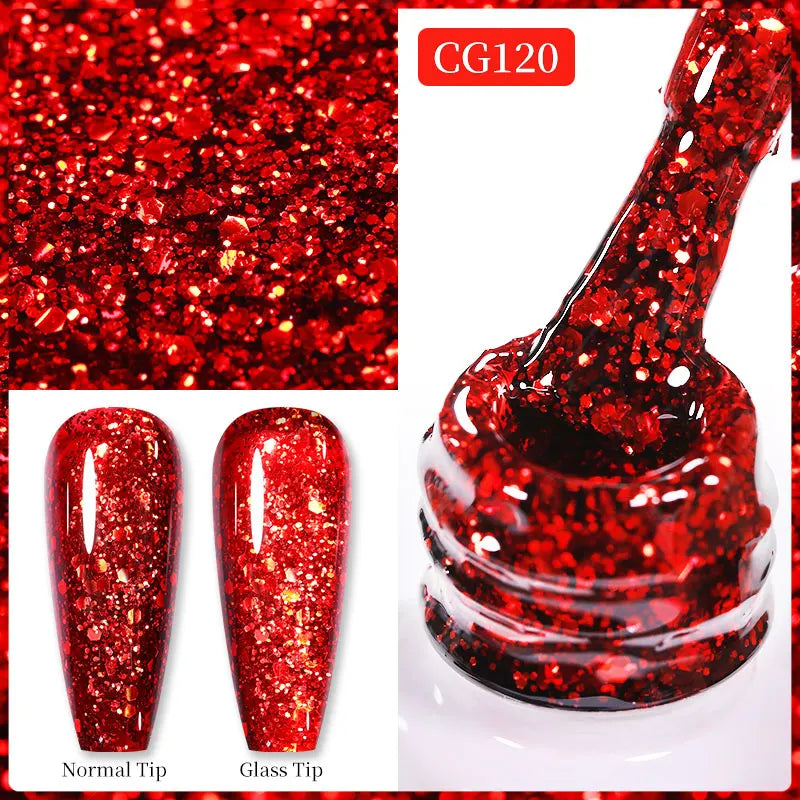 BORN PRETTY Christmas Green Glitter Gel Nail Polish 10ml Sparking Red Glitter White Gold Silver Santa Winter Snowflake Soak Off