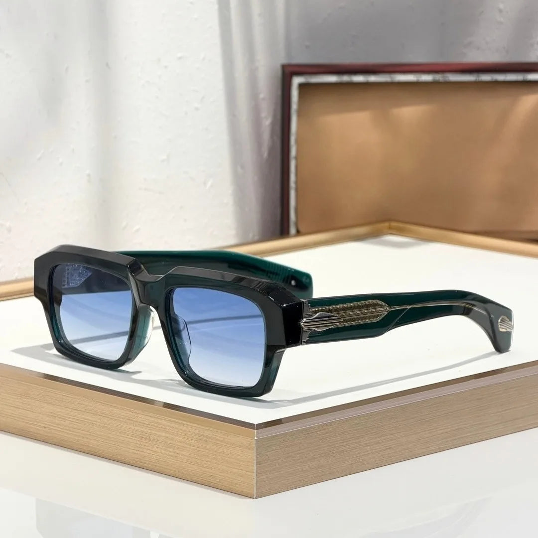 Handmade Acetate Square Sunglasses — Thick Frame, UV400