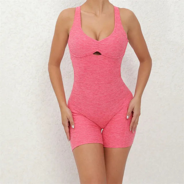 Women's Padded Yoga Set — Sports Bra & Shorts Workout Romper