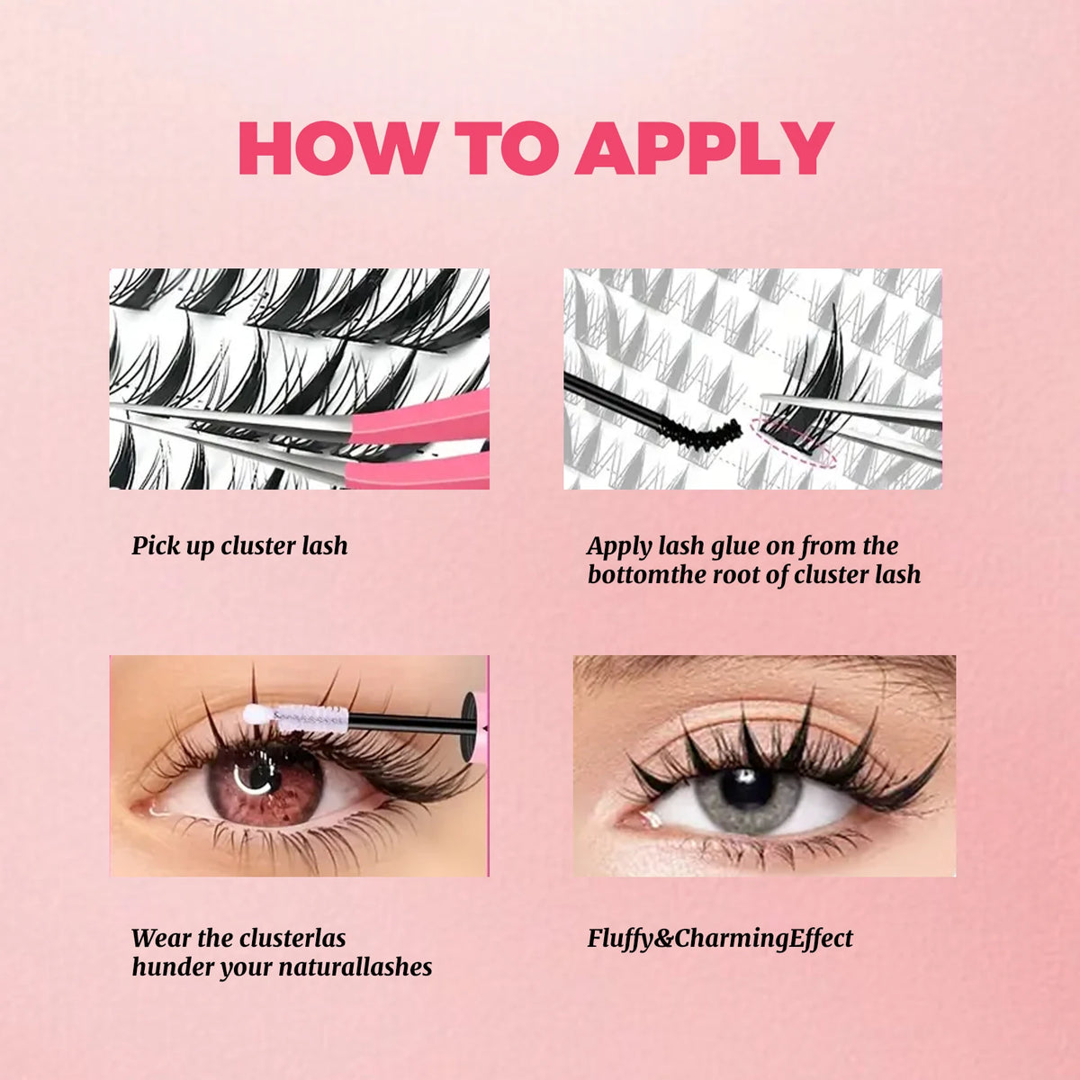 240 Pieces of False Eyelashes, Large Volume, C Curl, Individual Fox Style, Cat Eye, Cosplay Style, Natural and Thick, Single Section, Pure Natural Look, for Home Use, Suitable for Beginners