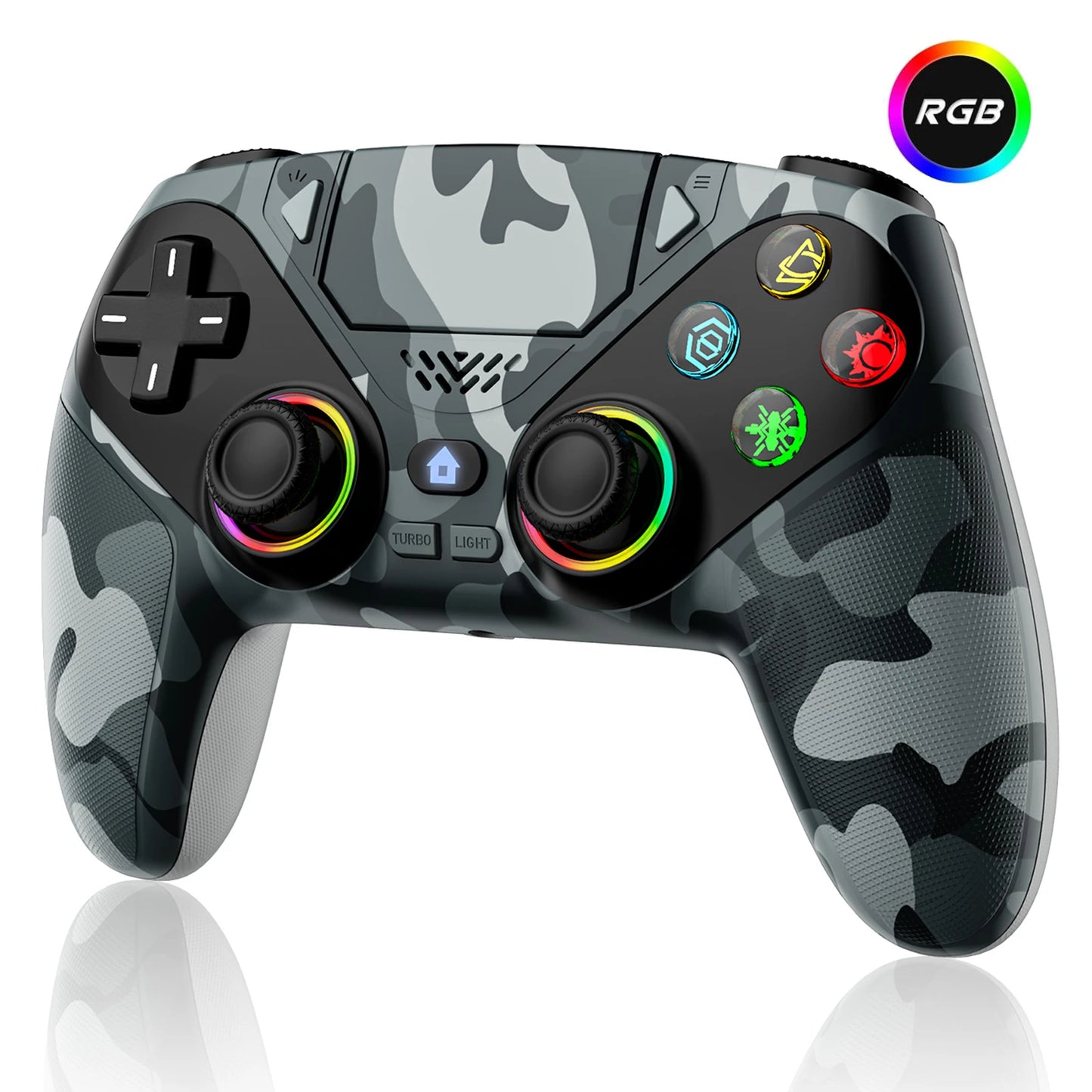 Controller For Playstation 5/PS5 Pro/Slim/PC,6-Axis Gryo No Drift RGB Wireless Gamepads Marco/Turbo Game Joystick Remote Control