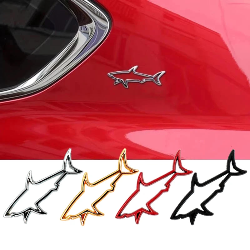 3D Metal Car Shape Sticker Hollow Shark Badge Decal for Car Trunk Motorcycle Decoration Accessories